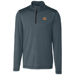 Cincinnati Bengals Cutter & Buck Holman Stripe Quarter-Zip Pullover Jacket Heather Black - NFL
