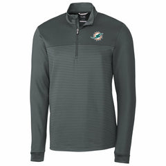 Miami Dolphins Cutter & Buck Traverse Stripe Quarter-Zip Pullover Jacket Gray - NFL