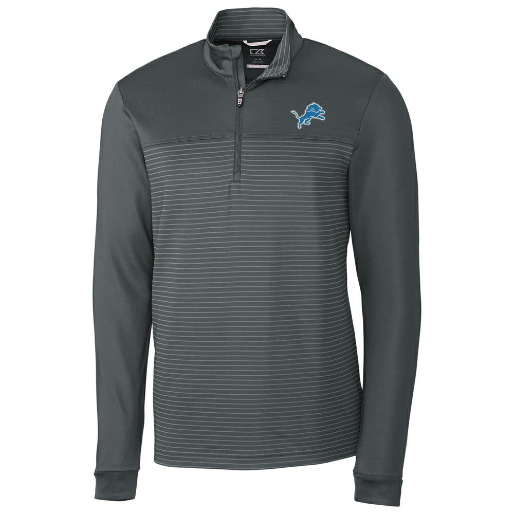Detroit Lions Cutter & Buck Traverse Stripe Quarter-Zip Pullover Jacket Gray - NFL