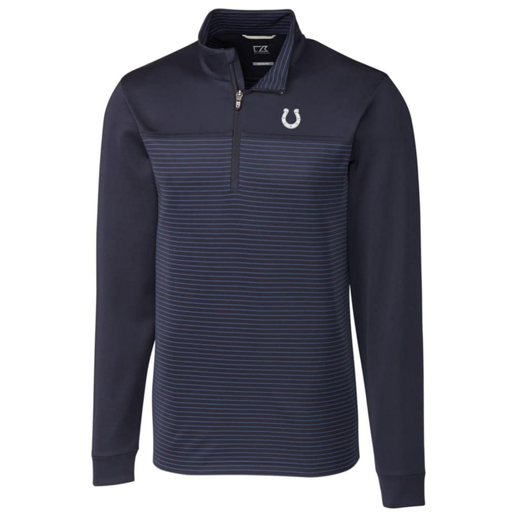 Indianapolis Colts Cutter & Buck Traverse Stripe Quarter-Zip Pullover Jacket Navy - NFL
