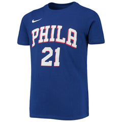 Nike - Joel Embiid Philadelphia 76ers Youth Logo Name & Number Performance T-Shirt - Royal