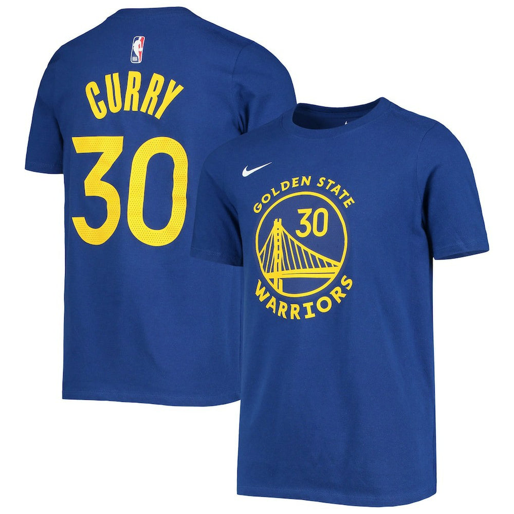 Nike - Stephen Curry Golden State Warriors Youth Logo Name & Number Performance T-Shirt - Royal