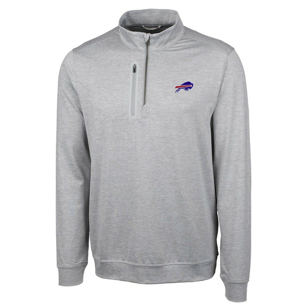 Buffalo Bills Cutter & Buck Big & Tall Stealth DryTec Quarter-Zip Pullover Jacket Heathered Gray - NFL