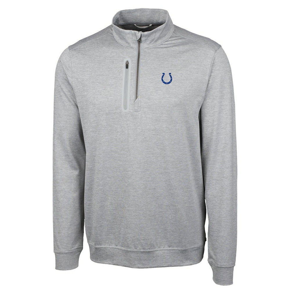 Indianapolis Colts Cutter & Buck Big & Tall Stealth Quarter-Zip Pullover Jacket Heather Gray - NFL