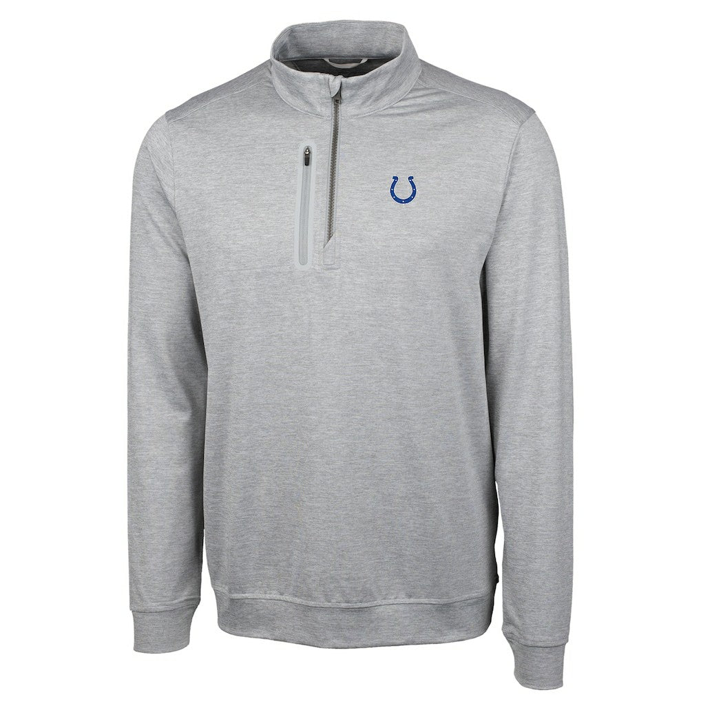 Indianapolis Colts Cutter & Buck Big & Tall Stealth Quarter-Zip Pullover Jacket Heather Gray - NFL