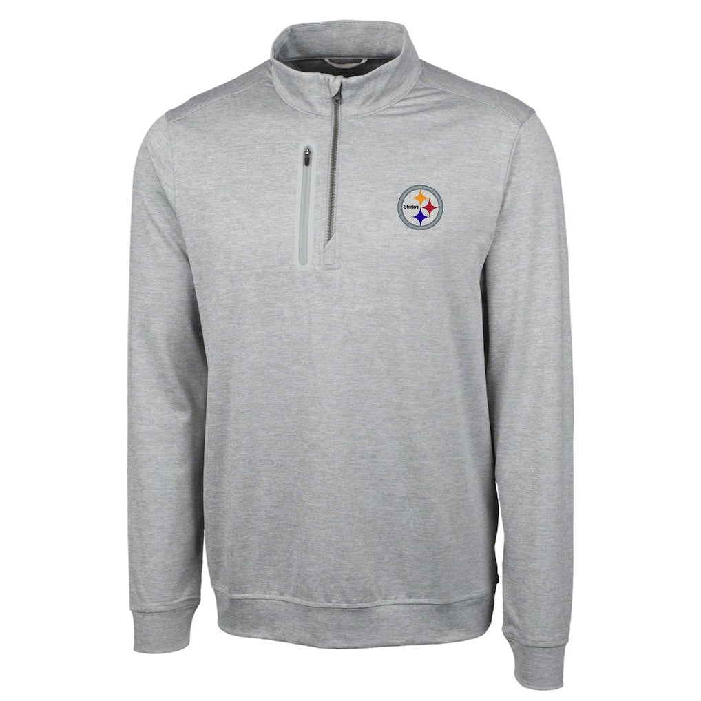 Pittsburgh Steelers Cutter & Buck Big & Tall Stealth Quarter-Zip Pullover Jacket Heather Gray - NFL