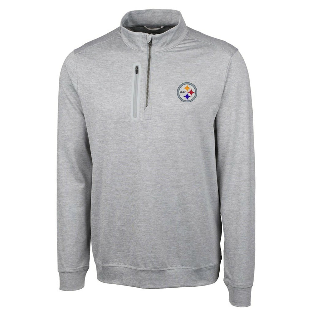 Pittsburgh Steelers Cutter & Buck Big & Tall Stealth Quarter-Zip Pullover Jacket Heather Gray - NFL
