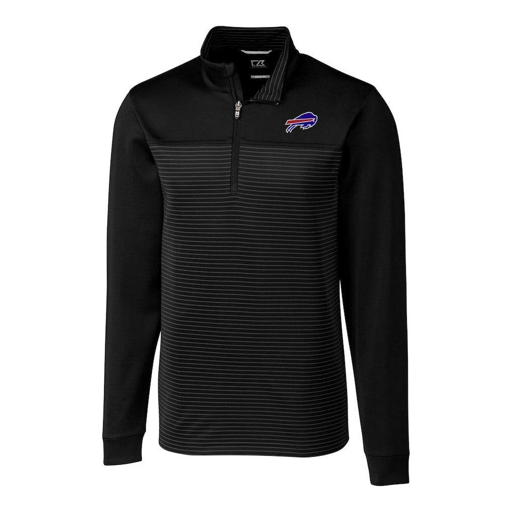 Buffalo Bills Cutter & Buck Big & Tall Traverse Stripe Quarter-Zip Pullover Jacket Black - NFL