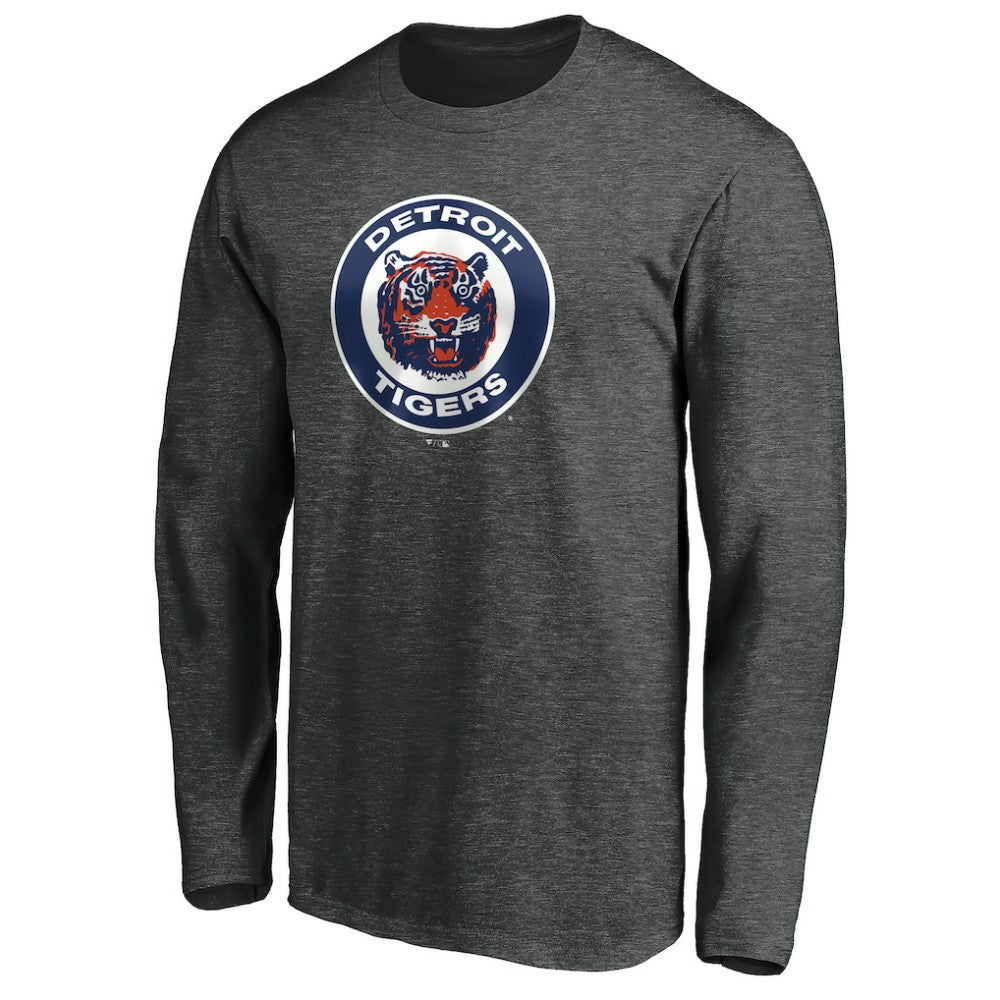 Detroit Tigers Cooperstown Collection Huntington Logo Long Sleeve T-Shirt On Sale