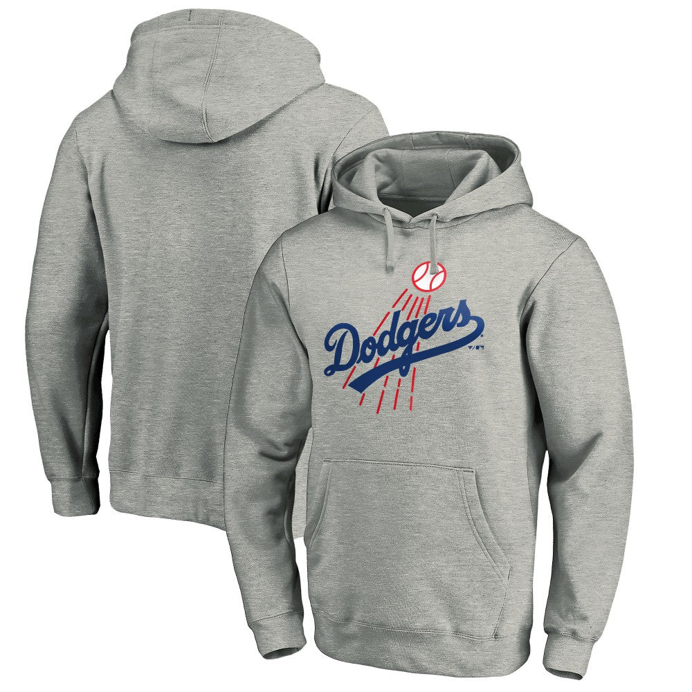Los Angeles Dodgers Cooperstown Collection Huntington Logo Fitted Pullover Hoodie On Sale