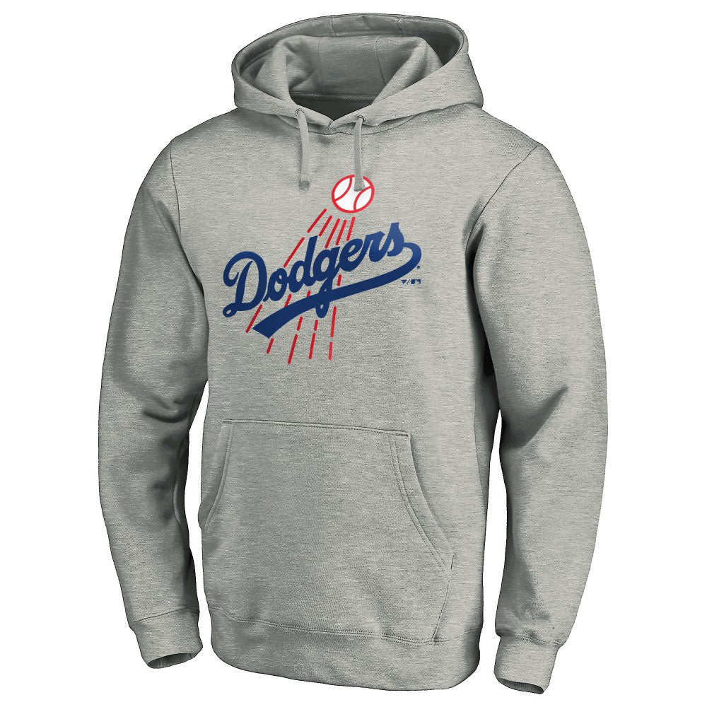 Los Angeles Dodgers Cooperstown Collection Huntington Logo Fitted Pullover Hoodie On Sale