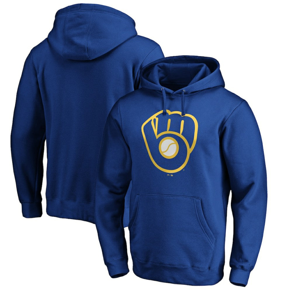 Milwaukee Brewers Cooperstown Collection Huntington Logo Fitted Pullover Hoodie for sale