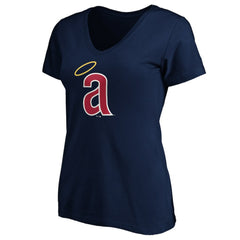 California Angels Women's Cooperstown Collection Huntington Logo V-Neck T-Shirt Sale