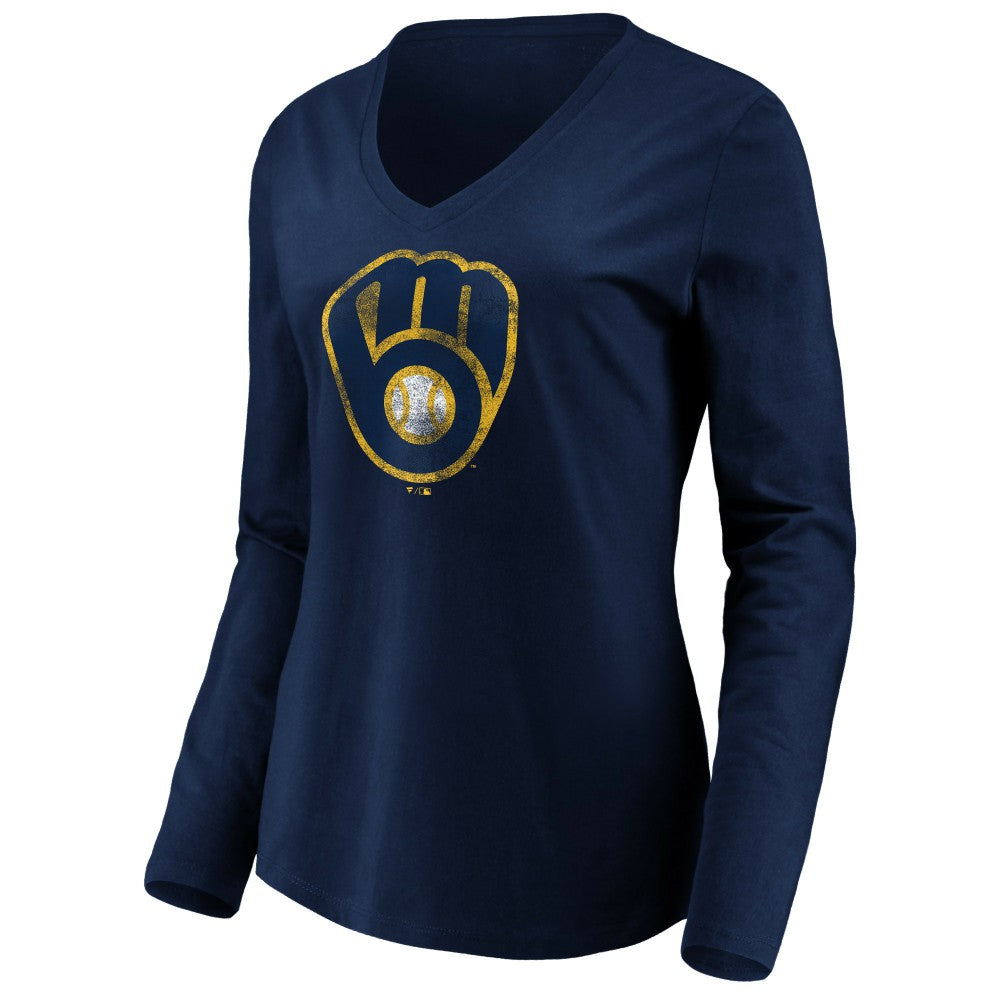 Milwaukee Brewers Women's Core Distressed Team Long Sleeve T-Shirt for sale