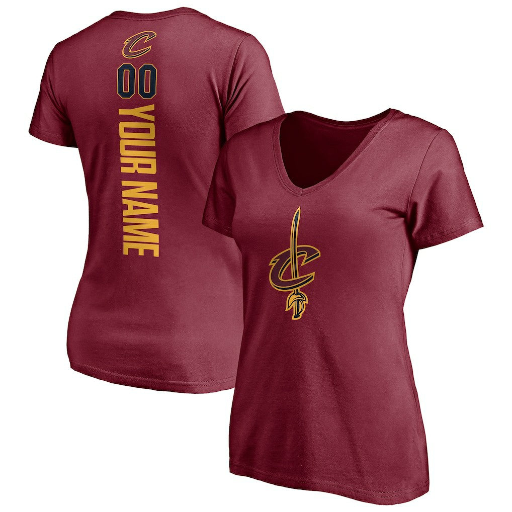 NBA - Cleveland Cavaliers Women's Playmaker Personalized Name & Number V-Neck T-Shirt - Wine