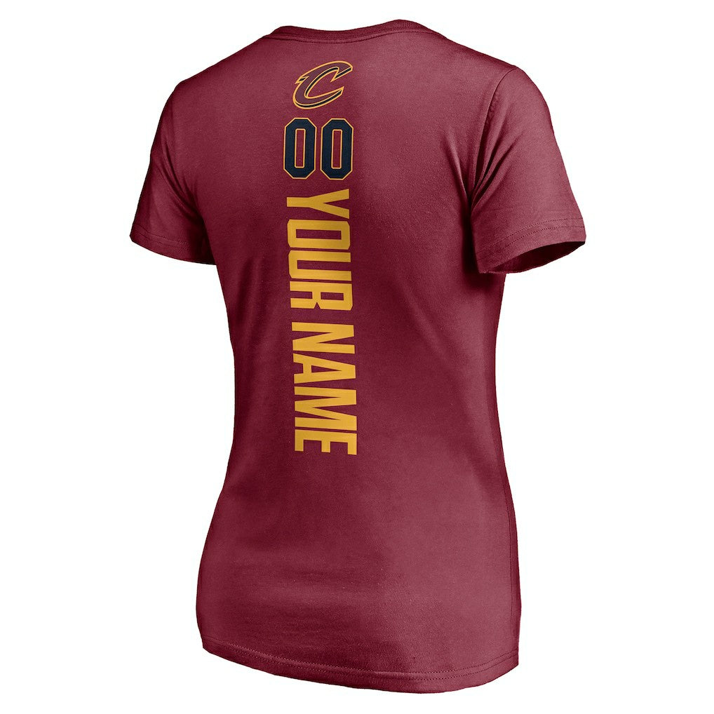 NBA - Cleveland Cavaliers Women's Playmaker Personalized Name & Number V-Neck T-Shirt - Wine