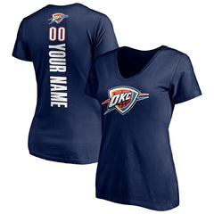 NBA - Oklahoma City Thunder Women's Playmaker Personalized Name & Number V-Neck T-Shirt - Navy