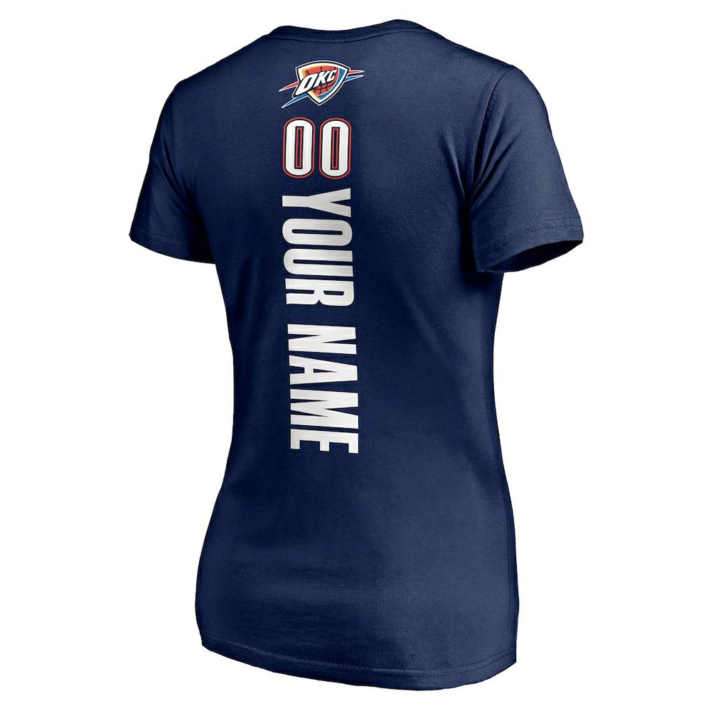 NBA - Oklahoma City Thunder Women's Playmaker Personalized Name & Number V-Neck T-Shirt - Navy