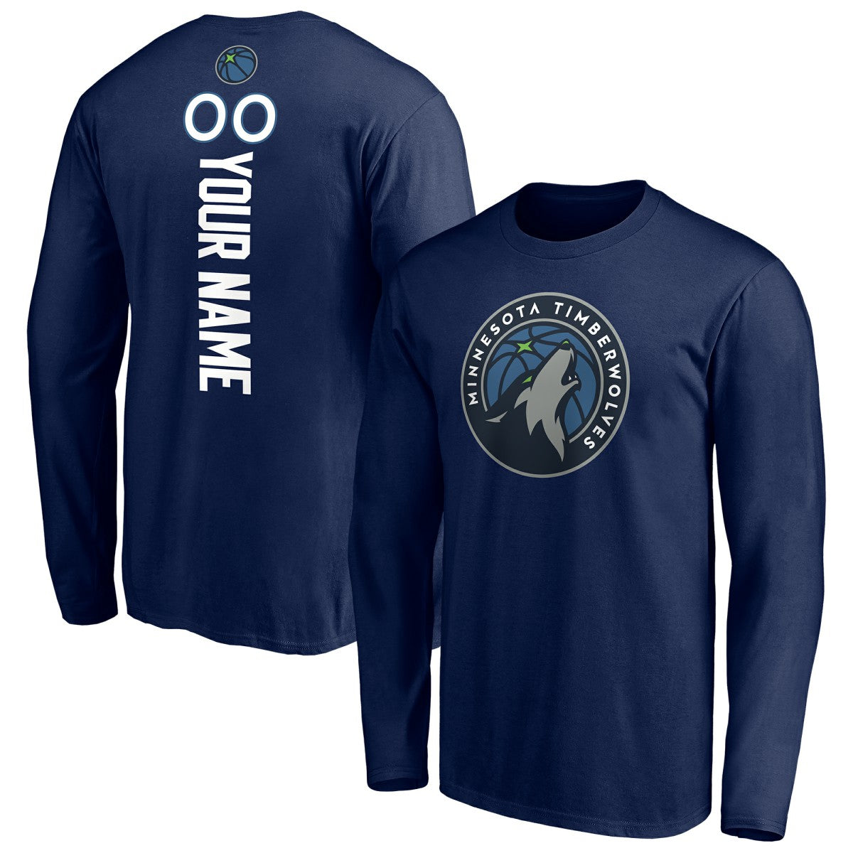 NBA - Minnesota Timberwolves Playmaker Personalized Name & Number Long Sleeve T-Shirt - Navy