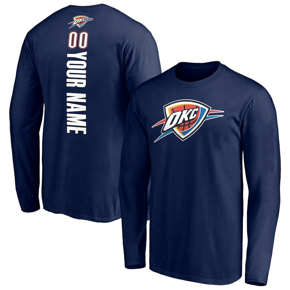 NBA - Oklahoma City Thunder Playmaker Personalized Name & Number Long Sleeve T-Shirt - Navy