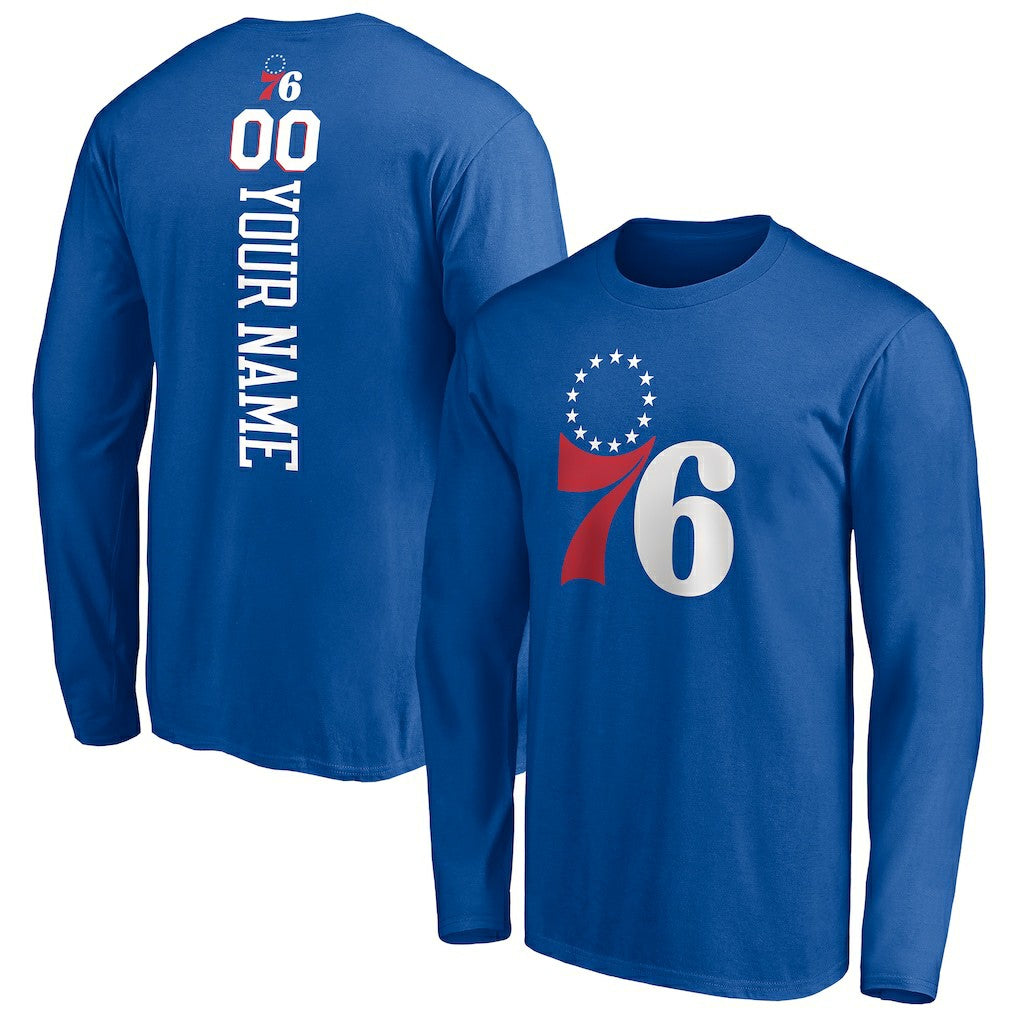 NBA - Philadelphia 76ers Playmaker Personalized Name & Number Long Sleeve T-Shirt - Royal