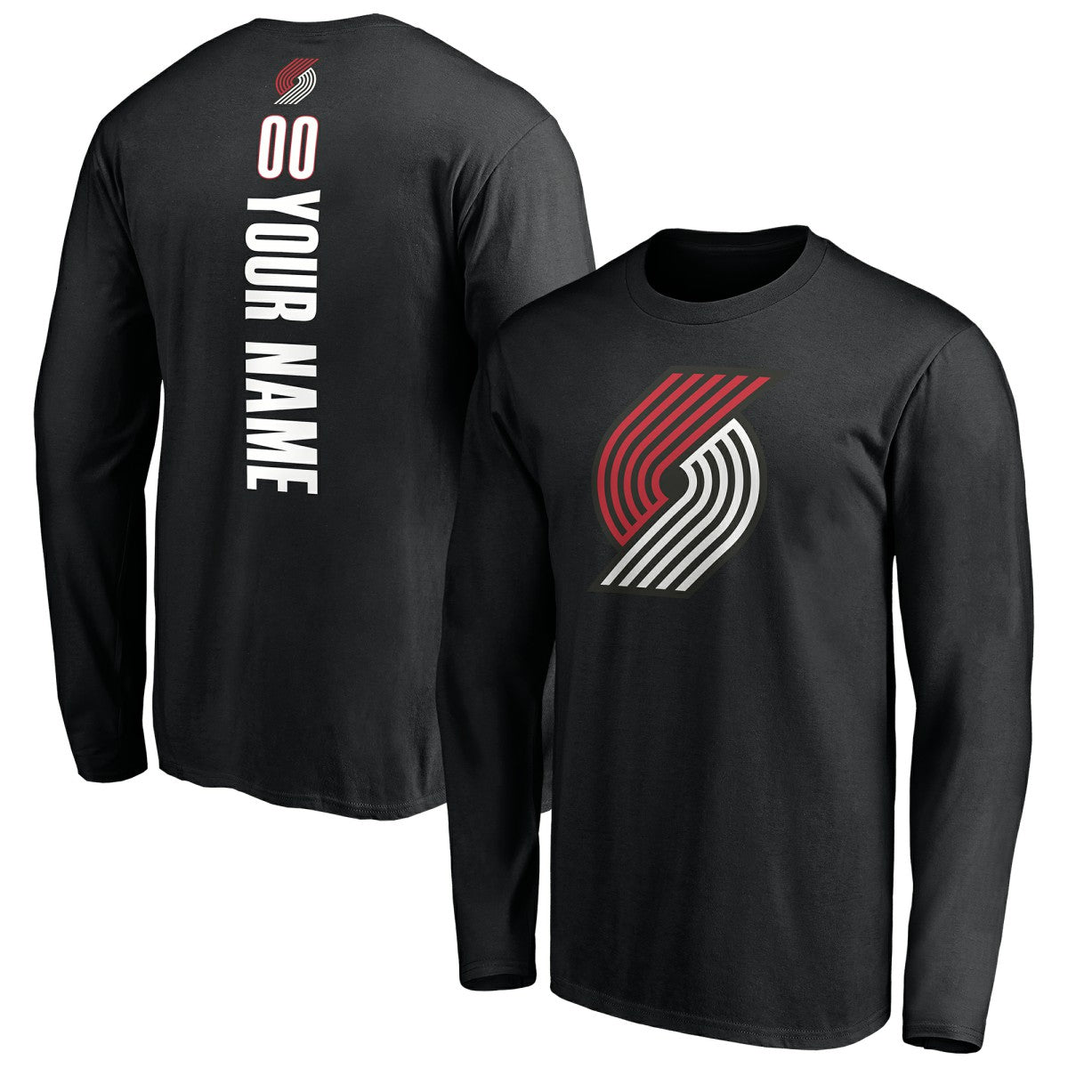NBA - Portland Trail Blazers Playmaker Personalized Name & Number Long Sleeve T-Shirt - Black