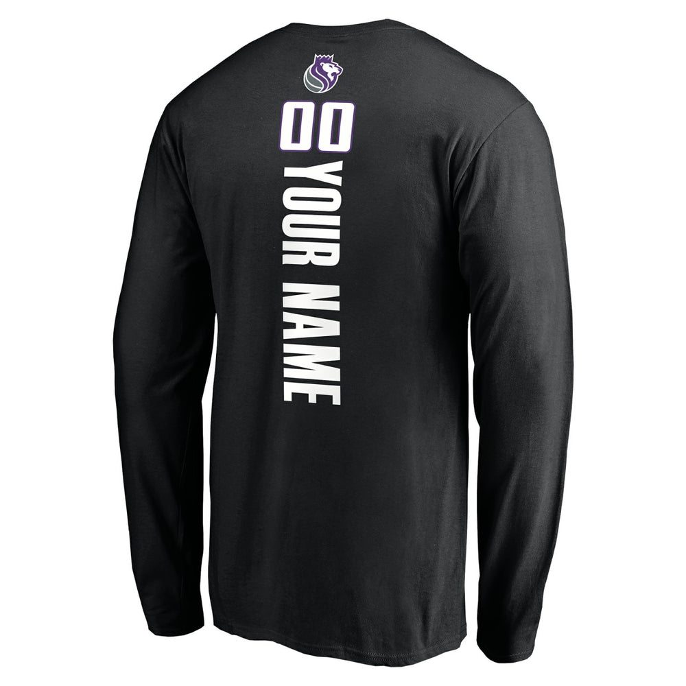 NBA - Sacramento Kings Playmaker Personalized Name & Number Long Sleeve T-Shirt - Black