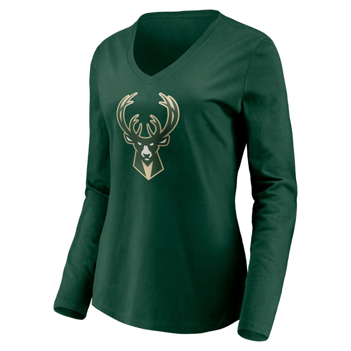 NBA - Milwaukee Bucks Women's Playmaker Personalized Name & Number Long Sleeve V-Neck T-Shirt - Hunter Green