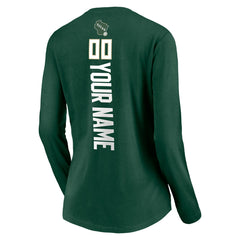 NBA - Milwaukee Bucks Women's Playmaker Personalized Name & Number Long Sleeve V-Neck T-Shirt - Hunter Green