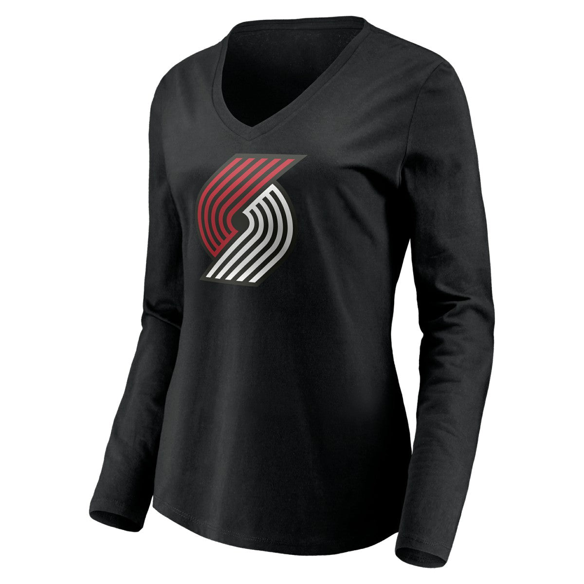 NBA - Portland Trail Blazers Women's Playmaker Personalized Name & Number Long Sleeve V-Neck T-Shirt - Black
