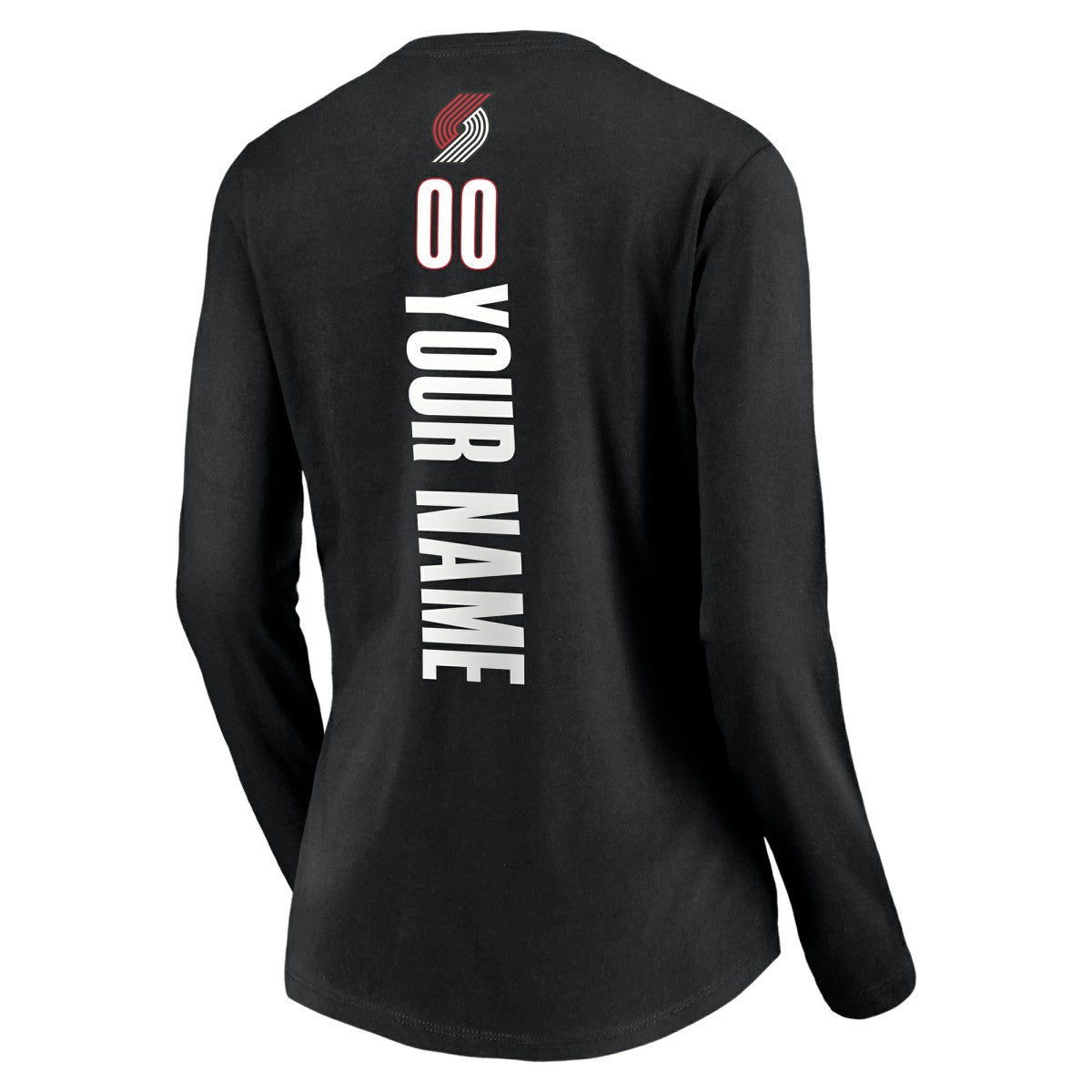 NBA - Portland Trail Blazers Women's Playmaker Personalized Name & Number Long Sleeve V-Neck T-Shirt - Black