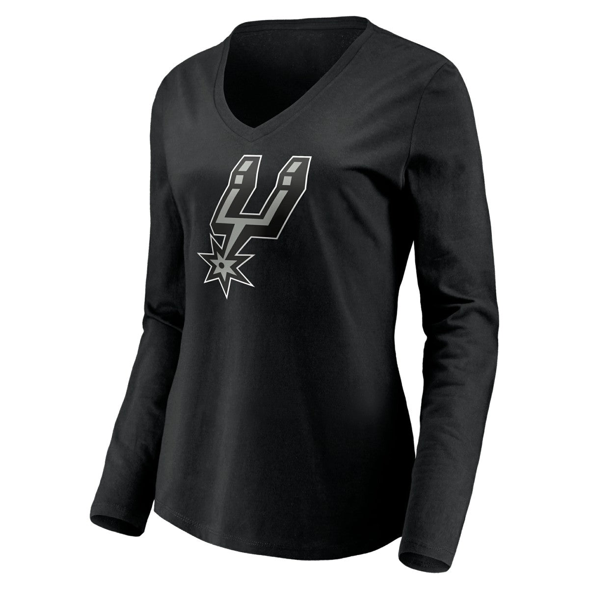 NBA - San Antonio Spurs Women's Playmaker Personalized Name & Number Long Sleeve V-Neck T-Shirt - Black