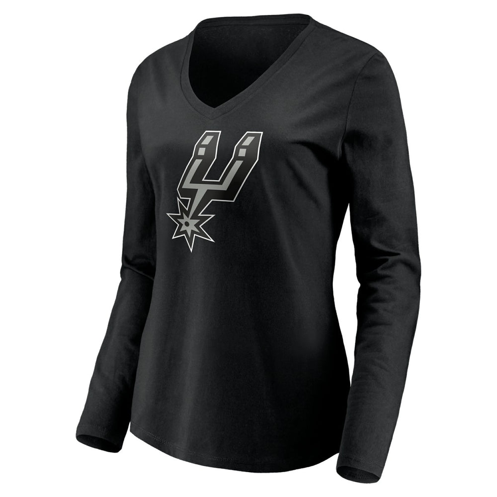 NBA - San Antonio Spurs Women's Playmaker Personalized Name & Number Long Sleeve V-Neck T-Shirt - Black