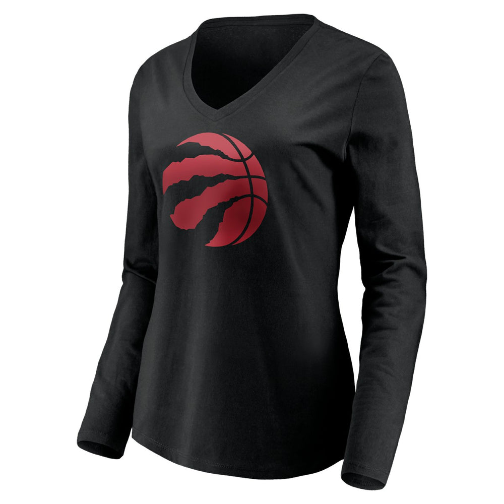 NBA - Toronto Raptors Women's Playmaker Personalized Name & Number Long Sleeve V-Neck T-Shirt - Black