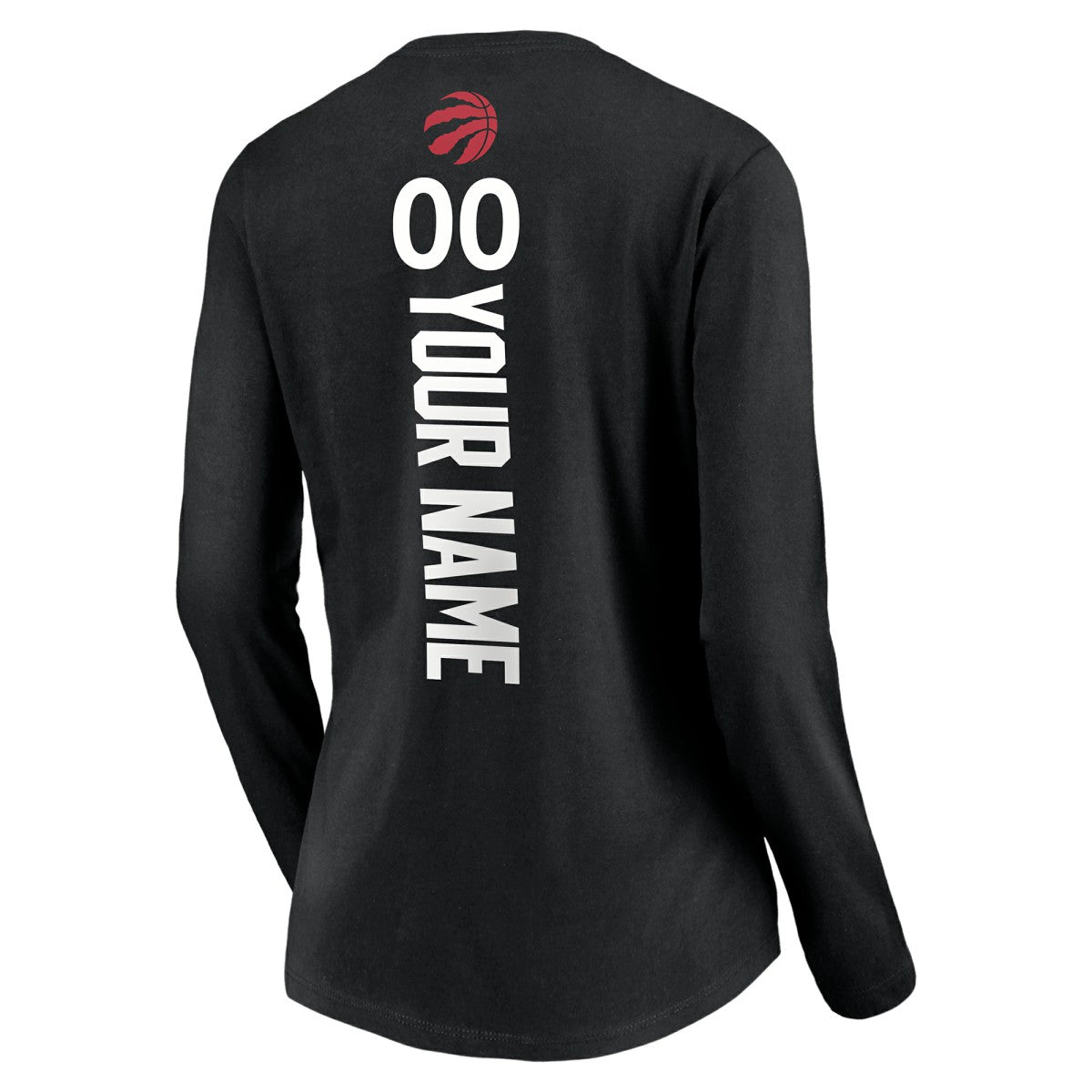 NBA - Toronto Raptors Women's Playmaker Personalized Name & Number Long Sleeve V-Neck T-Shirt - Black