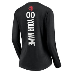 NBA - Toronto Raptors Women's Playmaker Personalized Name & Number Long Sleeve V-Neck T-Shirt - Black