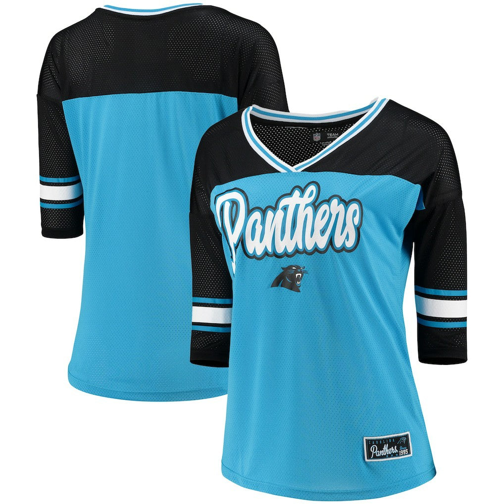 Carolina Panthers 5th & Ocean by New Era Women's Mesh Long Sleeve T-Shirt Blue - NFL