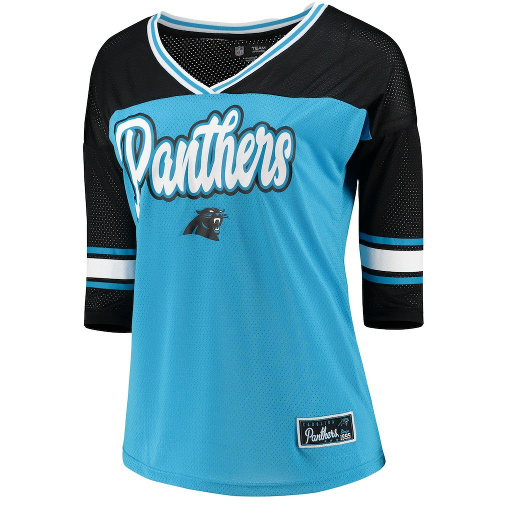 Carolina Panthers 5th & Ocean by New Era Women's Mesh Long Sleeve T-Shirt Blue - NFL