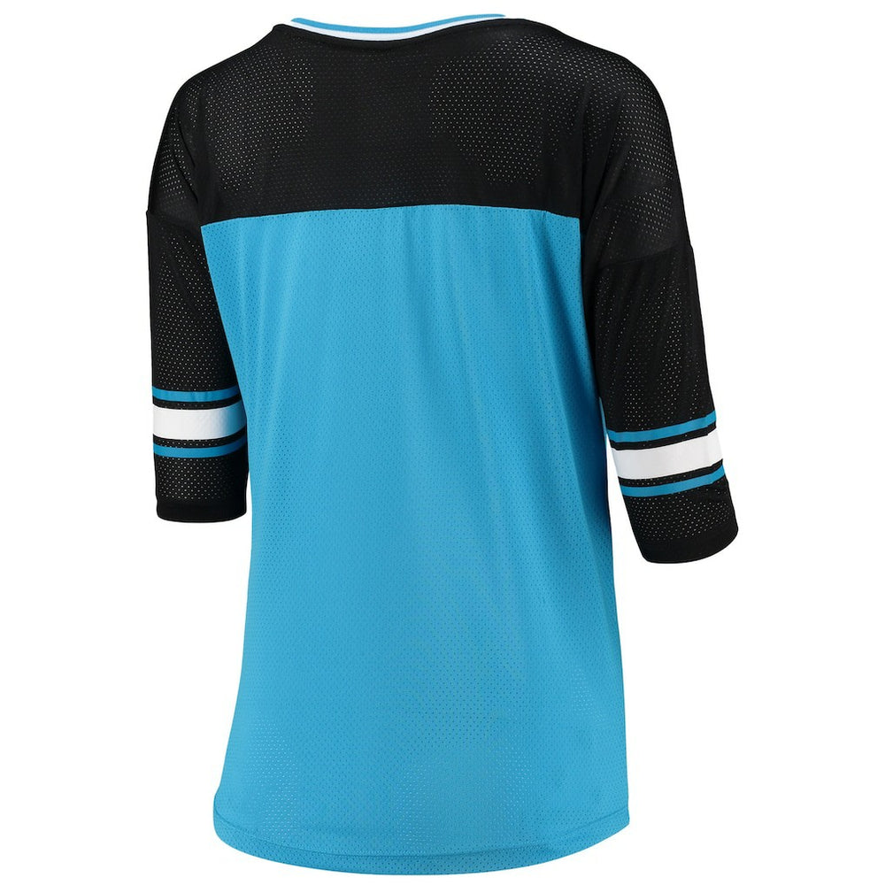 Carolina Panthers 5th & Ocean by New Era Women's Mesh Long Sleeve T-Shirt Blue - NFL