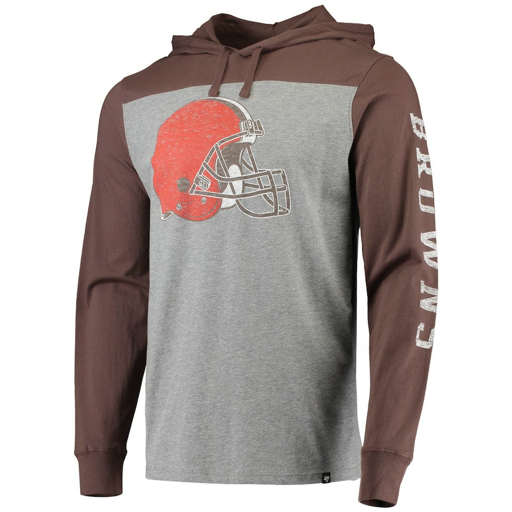 Cleveland Browns '47 Franklin Wooster Long Sleeve Hoodie T-Shirt Heathered Gray/Brown - 47 brand