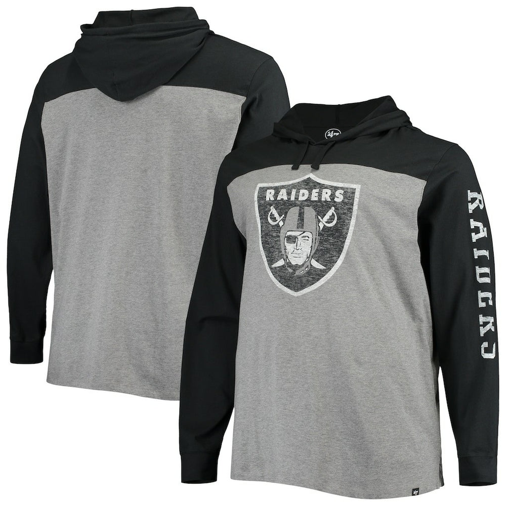 Las Vegas Raiders '47 Franklin Wooster Long Sleeve Hoodie T-Shirt Heathered Gray/Black - 47 brand