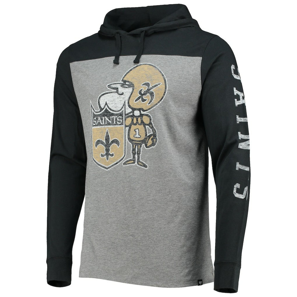 New Orleans Saints '47 Franklin Wooster Throwback Long Sleeve Hoodie T-Shirt Heathered Gray - 47 brand