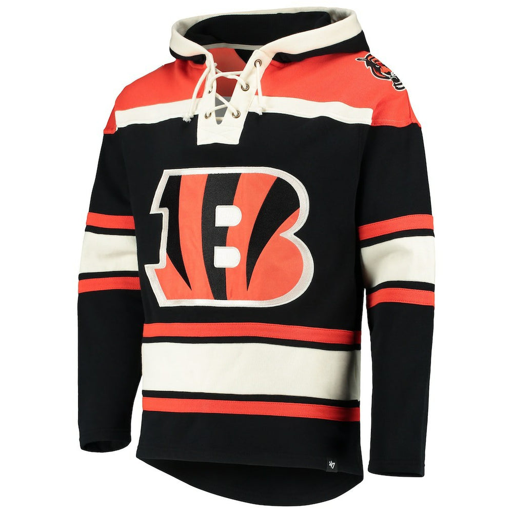 Cincinnati Bengals '47 Lacer V-Neck Pullover Hoodie Black - 47 brand