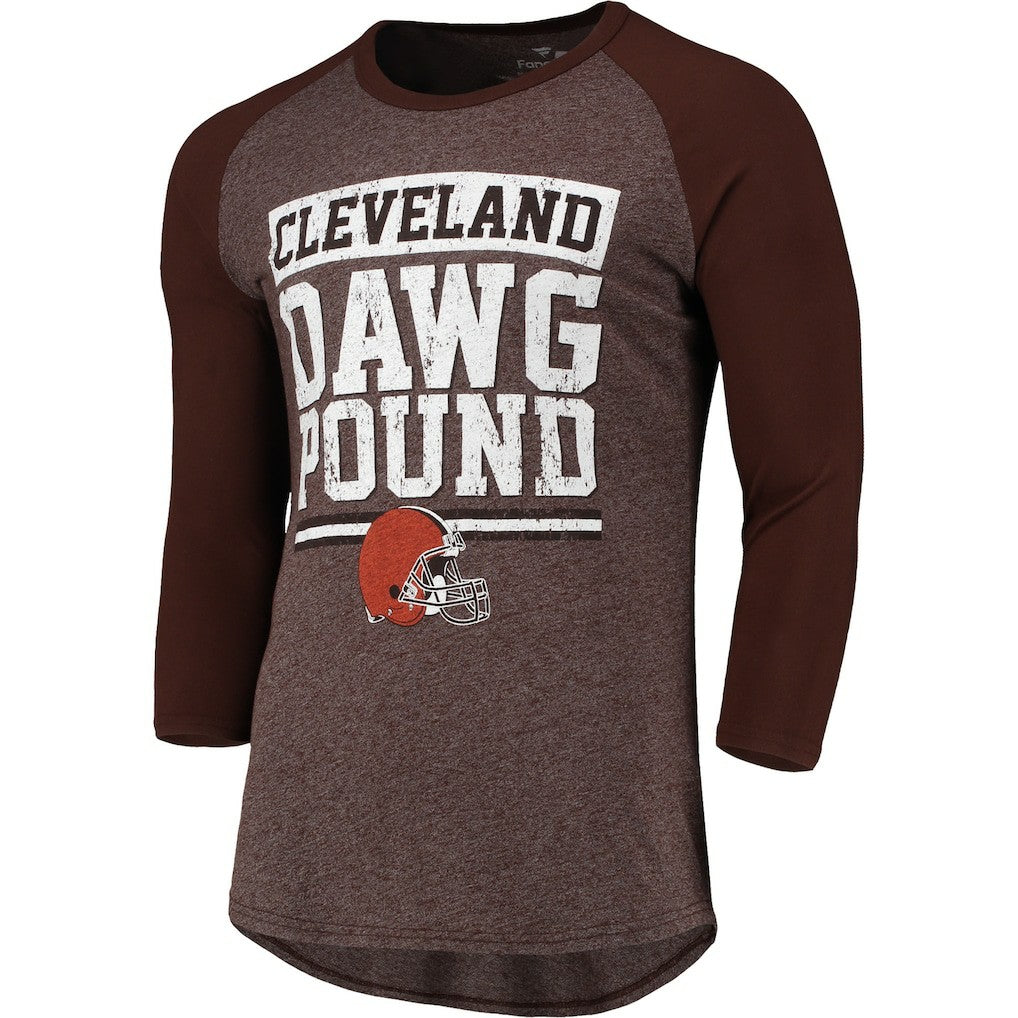 Cleveland Browns Pastime Raglan 3/4-Sleeve T-Shirt Heathered Brown - Fanatics