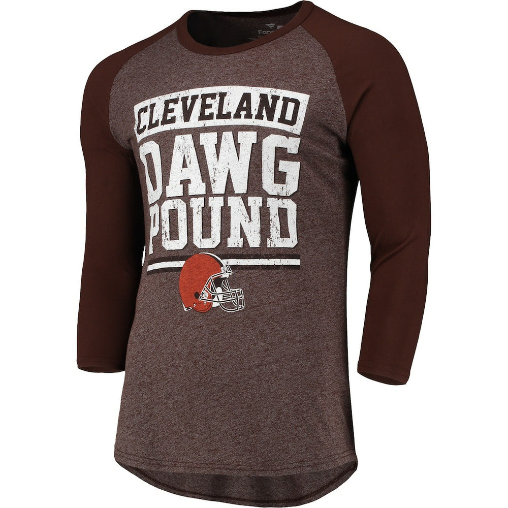 Cleveland Browns Pastime Raglan 3/4-Sleeve T-Shirt Heathered Brown - Fanatics
