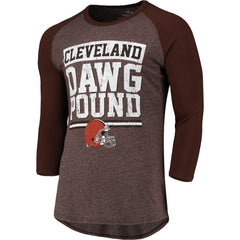 Cleveland Browns Pastime Raglan 3/4-Sleeve T-Shirt Heathered Brown - Fanatics