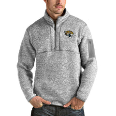 Jacksonville Jaguars Antigua Team Logo Fortune Quarter-Zip Pullover Jacket Heather Gray - NFL
