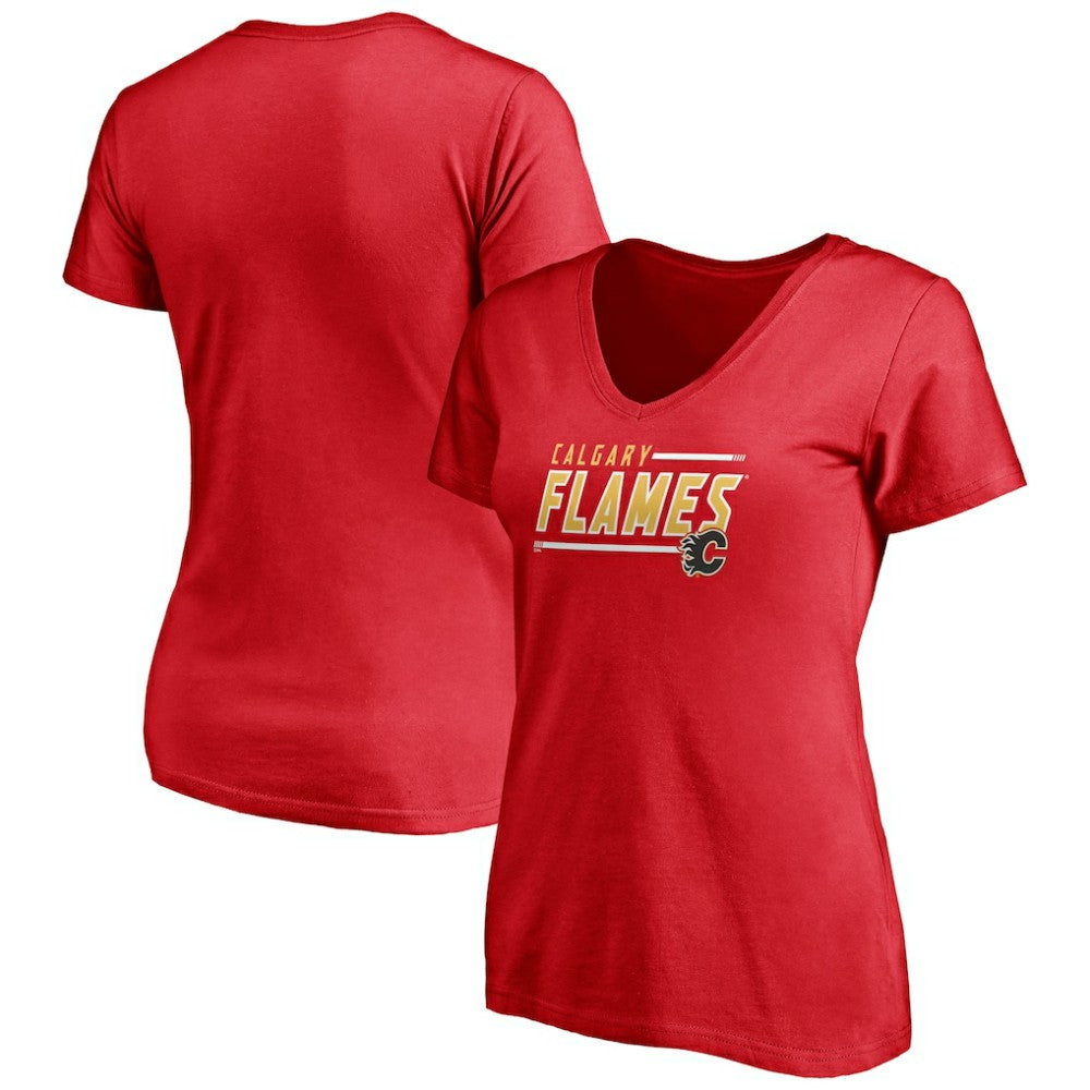 Calgary Flames - Fanatics Women's Plus Size Mascot In Bounds V-Neck T-Shirt Red