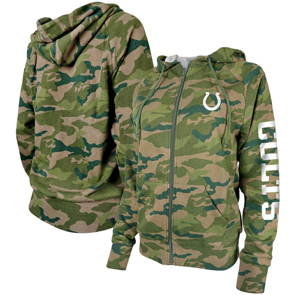 Indianapolis Colts New Era Women's Raglan Full-Zip Hoodie Camo - NFL