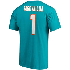 Tua Tagovailoa Miami Dolphins Player Icon Name & Number T-Shirt Aqua - Fanatics